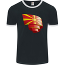 Curled Macedonia Flag Macedonian Day Football Mens Ringer T-Shirt FotL Black/White