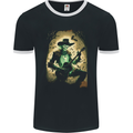 Cowboy Rock Skull Country Music Guitar Mens Ringer T-Shirt FotL Black/White