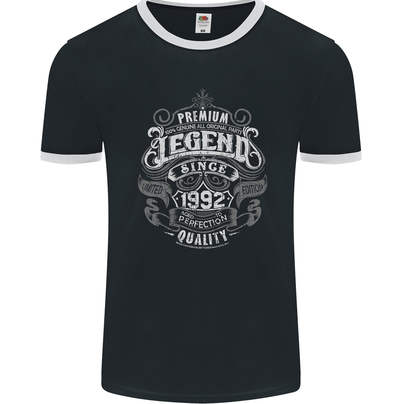 Premium Legend 31st Birthday 1992 Mens Ringer T-Shirt FotL Black/White
