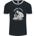 Palaeontology Finding Fossils is My Cardio Mens Ringer T-Shirt FotL Black/White