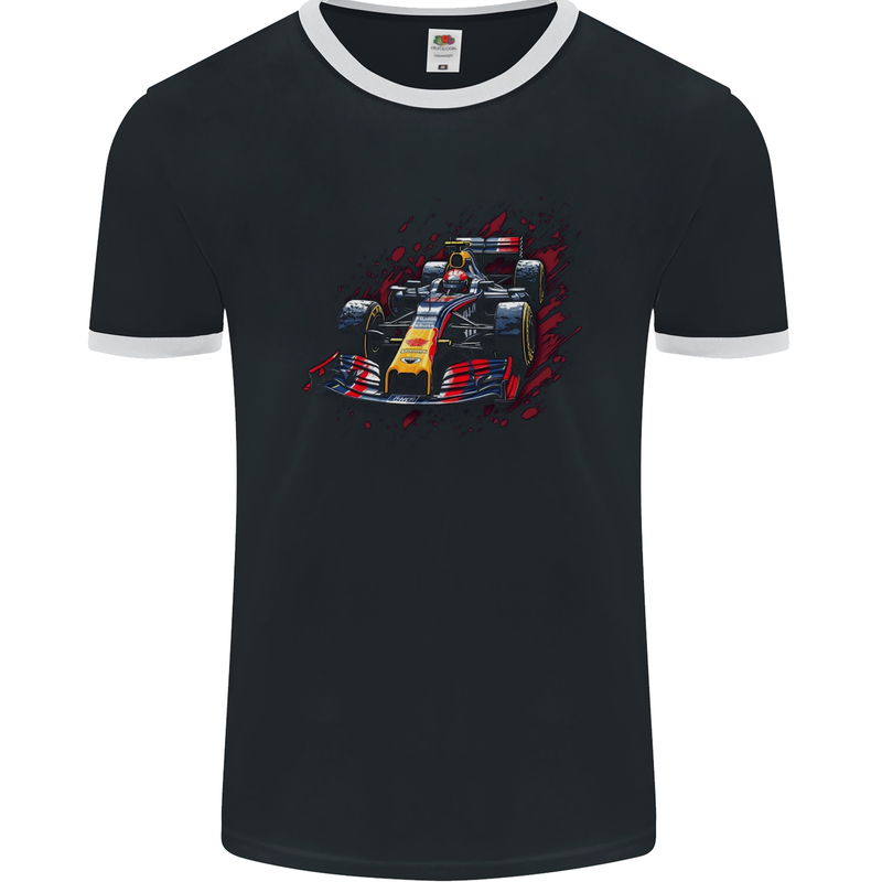 Motorsports Car Formula Mens Ringer T-Shirt FotL Black/White