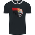 Curled Angola Flag Angolan Day Football Mens Ringer T-Shirt FotL Black/White