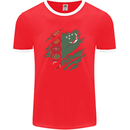 Torn Turkmenistan Flag The Turkmen Day Football Mens Ringer T-Shirt FotL Red/White