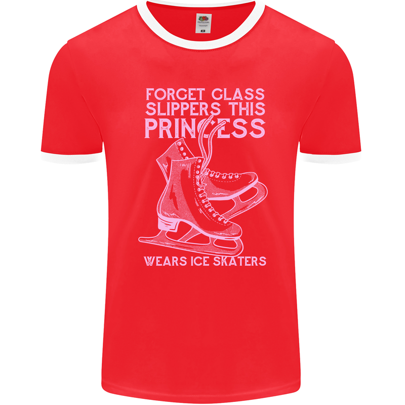 Funny Skater This Princess Wears Ice Skates Mens Ringer T-Shirt FotL Red/White