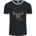 Stag Deer Mens Ringer T-Shirt FotL Black/White