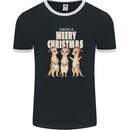 Christmas Meercats Wearing Xmas Hats Mens Ringer T-Shirt FotL Black/White