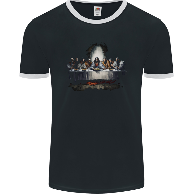 Jesus Christ The Last Supper Mens Ringer T-Shirt FotL Black/White
