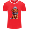 Winter Puppy With Hat and Scarf Dog Mens Ringer T-Shirt FotL Red/White