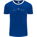 Mountain ECG Trekking Hiking Climbing Pulse Mens Ringer T-Shirt FotL Royal Blue/White