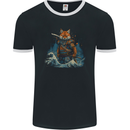 A Japanese Samurai Kitsune Bushido Ronin Mens Ringer T-Shirt FotL Black/White