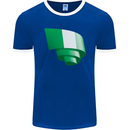 Curled Nigeria Flag Nigerian Day Football Mens Ringer T-Shirt FotL Royal Blue/White