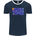 Galaxy Infographic Space Technology Planets Mens Ringer T-Shirt FotL Navy Blue/White