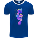 Psychedelic Magic Mushrooms LSD Mens Ringer T-Shirt FotL Royal Blue/White