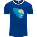 Curled Palau Flag Palauan Day Football Mens Ringer T-Shirt FotL Royal Blue/White