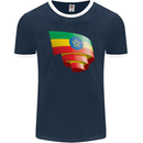 Curled Ethiopia Flag Ethiopian Day Football Mens Ringer T-Shirt FotL Navy Blue/White