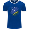 Torn Solomon Islands Flag Day Football Mens Ringer T-Shirt FotL Royal Blue/White