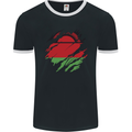 Torn Malawi Flag Malawian Day Football Mens Ringer T-Shirt FotL Black/White