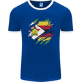 Torn Zimbabwe Flag Zimbabwean Day Football Mens Ringer T-Shirt FotL Royal Blue/White