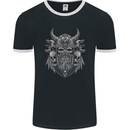 Odin Norse God With Skulls and Crows Viking Mens Ringer T-Shirt FotL Black/White
