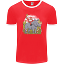A Christmas Rhino With Santa Xmas Mens Ringer T-Shirt FotL Red/White