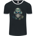 Military Skull Army Marines Artillery Soldier Mens Ringer T-Shirt FotL Black/White