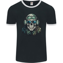 Military Skull Army Marines Artillery Soldier Mens Ringer T-Shirt FotL Black/White