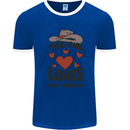 This Girl Loves Her Cowboy Mens Ringer T-Shirt Royal Blue/White