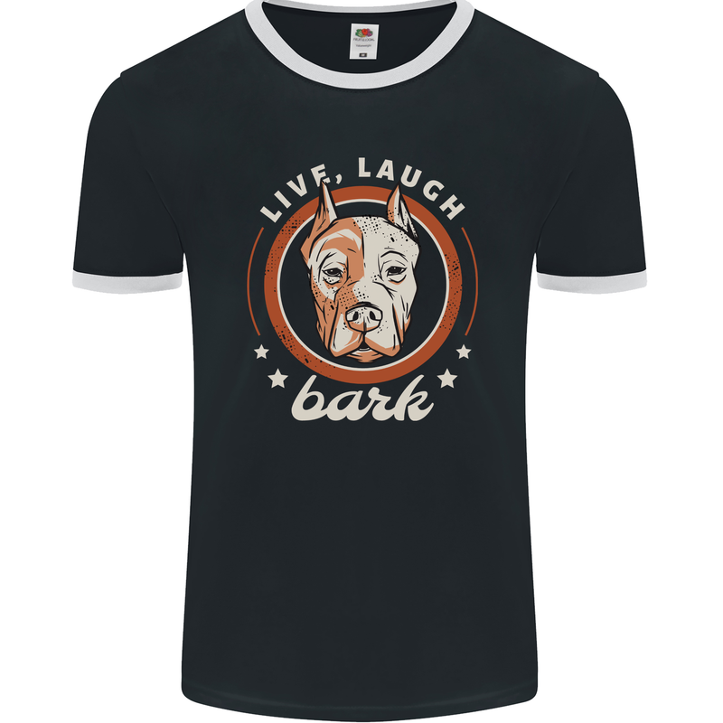 Dogo Argentino Live Laugh Bark Dog Mens Ringer T-Shirt FotL Black/White