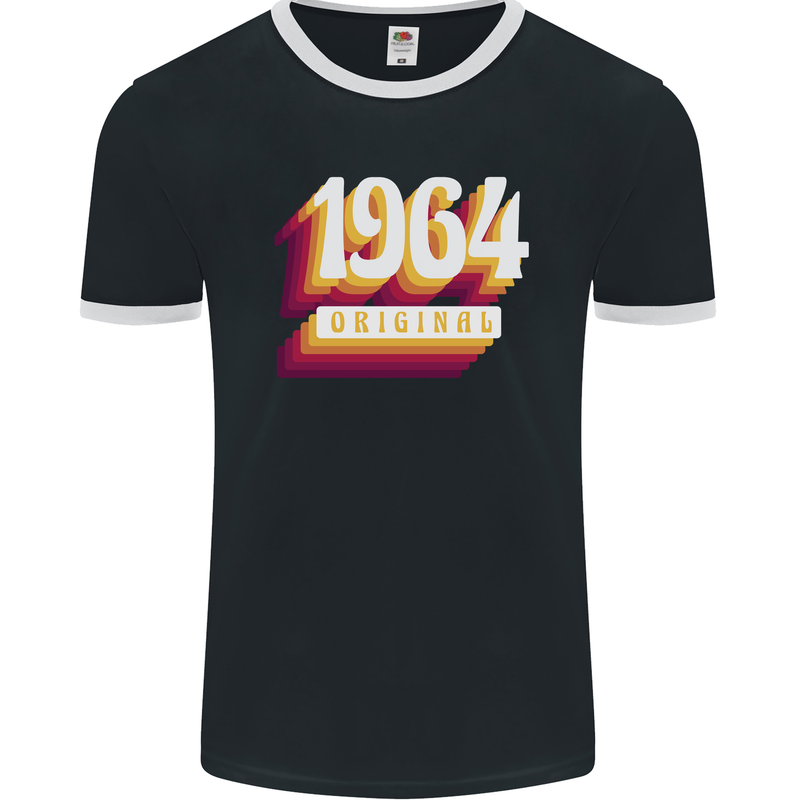 Retro 59th Birthday Original 1964 Mens Ringer T-Shirt FotL Black/White