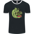 A Chameleon Eating Ramen Mens Ringer T-Shirt FotL Black/White