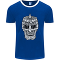 Skull Helmet Medieval  Fantasy Knight Mens Ringer T-Shirt FotL Royal Blue/White