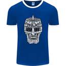 Skull Helmet Medieval  Fantasy Knight Mens Ringer T-Shirt FotL Royal Blue/White