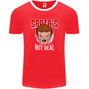 Santa's Not Real Funny Christmas Bah Humbug Xmas Mens Ringer T-Shirt FotL Red/White