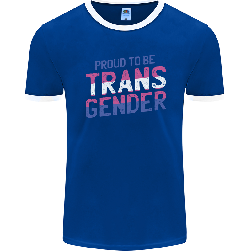Proud to Be Transgender LGBT Mens Ringer T-Shirt FotL Royal Blue/White
