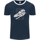 Palaeontology Velociraptor Skull Dinosaurs Mens Ringer T-Shirt FotL Navy Blue/White