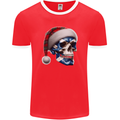 Scotland Christmas Skull Xmas Scottish Flag Biker Mens Ringer T-Shirt FotL Red/White