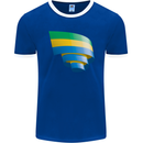 Curled Gabon Flag Gabonese Day Football Mens Ringer T-Shirt FotL Royal Blue/White