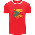 Torn Grenada Flag Grenadians Day Football Mens Ringer T-Shirt FotL Red/White