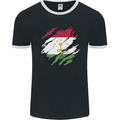 Torn Tajikistan Flag Tajik Day Football Mens Ringer T-Shirt FotL Black/White