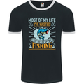 Wasted Life the Rest I Spent Fishing Funny Mens Ringer T-Shirt FotL Black/White