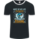 Wasted Life the Rest I Spent Fishing Funny Mens Ringer T-Shirt FotL Black/White