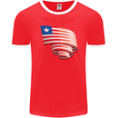 Curled Liberia Flag Liberian Day Football Mens Ringer T-Shirt FotL Red/White