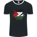 Torn Palestine Flag Palestinian Day Football Mens Ringer T-Shirt FotL Black/White