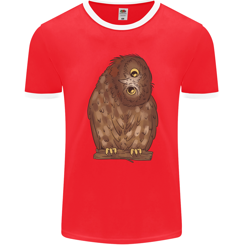 A Funny Owl Mens Ringer T-Shirt FotL Red/White