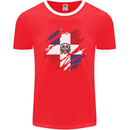 Torn Dominican Republic Flag Dominicanos Day Mens Ringer T-Shirt FotL Red/White