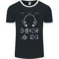 Headphones Patent Blueprint Music DJ Dance Mens Ringer T-Shirt FotL Black/White