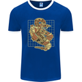 A Steampunk Snake Reptiles Mens Ringer T-Shirt FotL Royal Blue/White