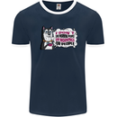 Husky Alaskan I Dont Like People Mornings Mens Ringer T-Shirt FotL Navy Blue/White