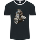 Scooter Skull Motorcycle Biker MOD Mens Ringer T-Shirt FotL Black/White
