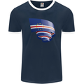 Curled Cape Verde Flag Verdean Day Football Mens Ringer T-Shirt FotL Navy Blue/White